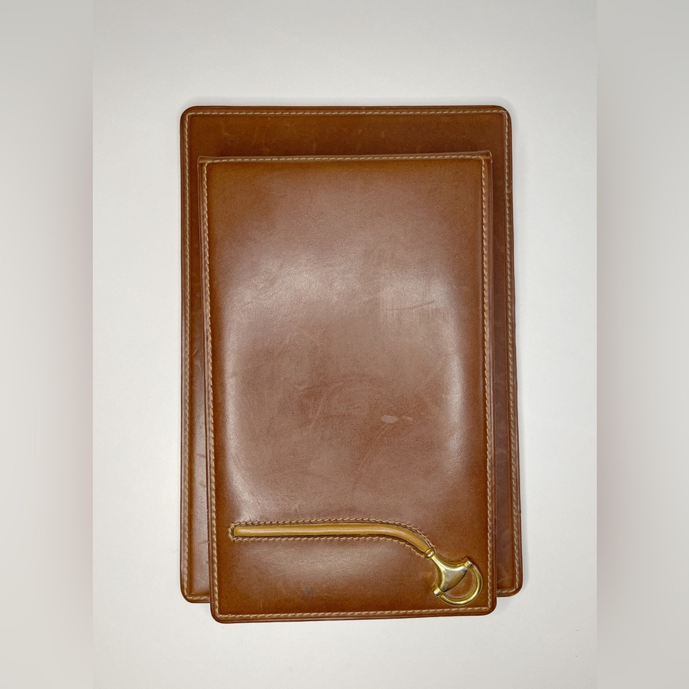 Vintage Gucci 1970’s Leather Horse-bit Notebook Desk Accessory Cover